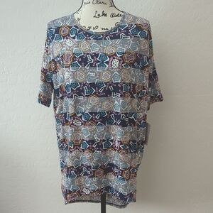 Lularoe Irma XS Geometric Patterned Women's Short Sleeve Top